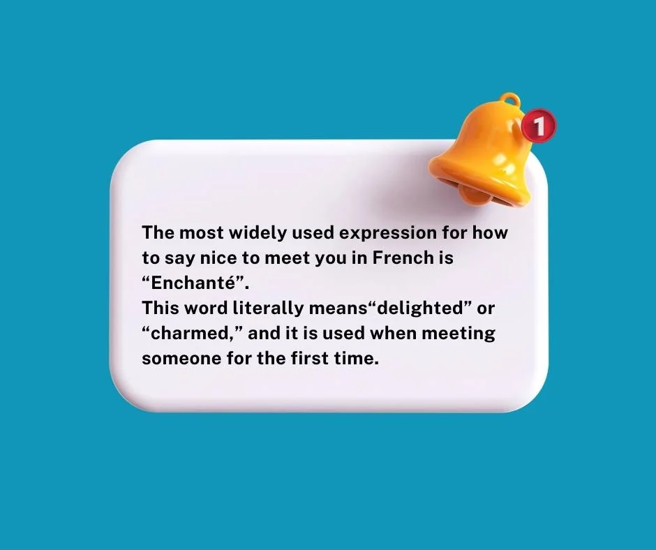 The most common way to say nice to meet you in French