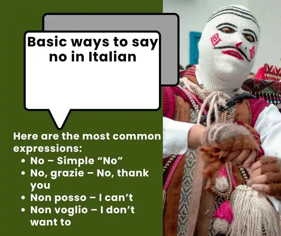 Basic ways to say no in Italian